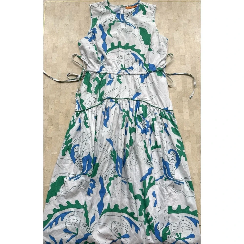 $348 OLIPHANT Sleeveless Piped Maxi Dress Orchid Green Tuckernuck CURRENT Sz S - Picture 9 of 10